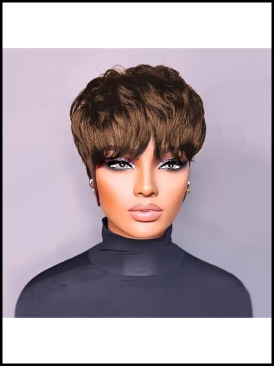 Short Pixie Cut Wig Human Hair Brazilian Virgin Hair Glueless Wigs For Black